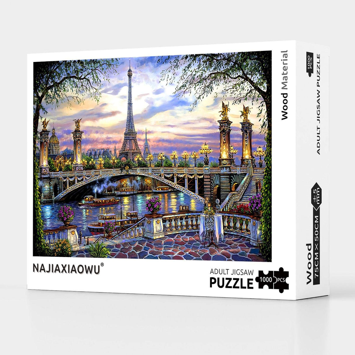1000 Pieces Puzzles for Adult Wooden Jigsaw Puzzle 1000 Piece Puzzle Adult Children Elderly Puzzle Flower Eiffel Tower Paris Bridge Puzzle Gift for Mom Dad Family Friend Home Decor Wall Art 29.5x20IN najiaxiaowu