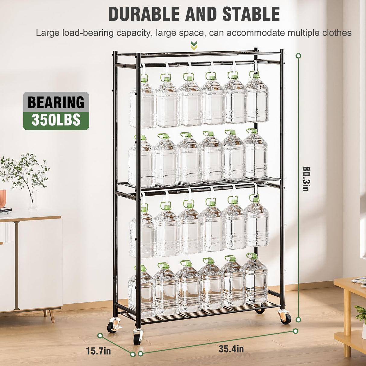 Neatrays Rolling Clothes Rack for Hanging Clothes, Metal Clothing Garment Rack with Double Rods & 3 Wire Shelves, Portable Wardrobe Closet with Wheels Neatrays