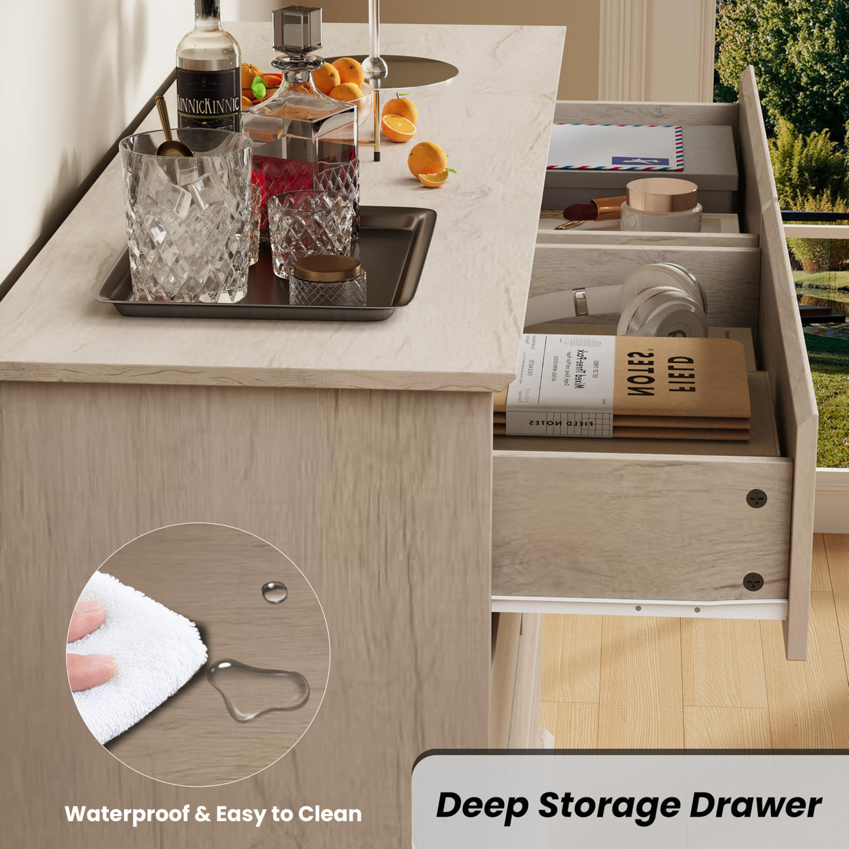 8 Drawer Dressers for Bedroom, Chest of Drawers with Deep Drawers, Large Double Dresser for Closet with Wide Top, Horizontal Wooden Dresser for Living Room, Hallway, Kids Room, Oak GarveeHome