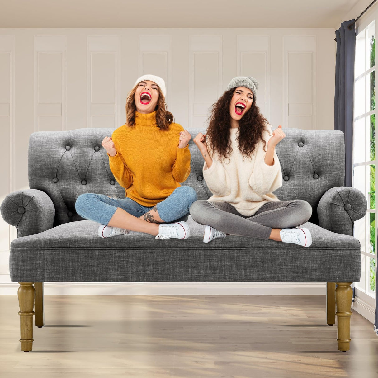 Rosevera Drennan Loveseat Sofa for Living Room, Couch in a Box, Sofa para Sala, Love Seats Furniture, Long Couches, Settee, Textile Gray Rosevera