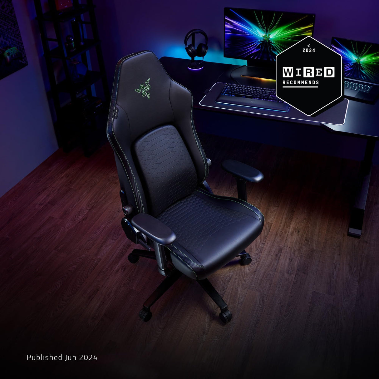 Razer Iskur V2 Gaming Chair: Adaptive Lumbar Support - Adjustable Lumbar Curve - High Density Foam Cushions - Reactive Seat Tilt &152-degree Recline - 4D Armrests - Synthetic Leather - Black Razer