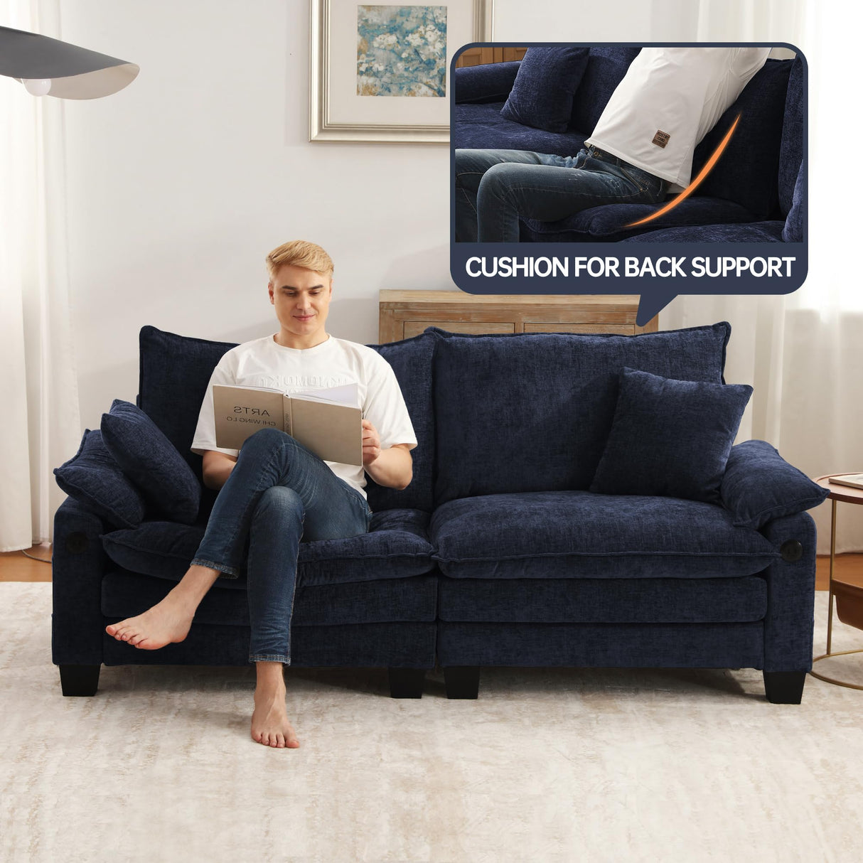 DURASPACE Modular Sectional Sofa 76.8'' Cloud Couch L Shaped Sectional Couches with Movable Ottoman, USB, Comfy Sectionals Sofa for Living Room DURASPACE