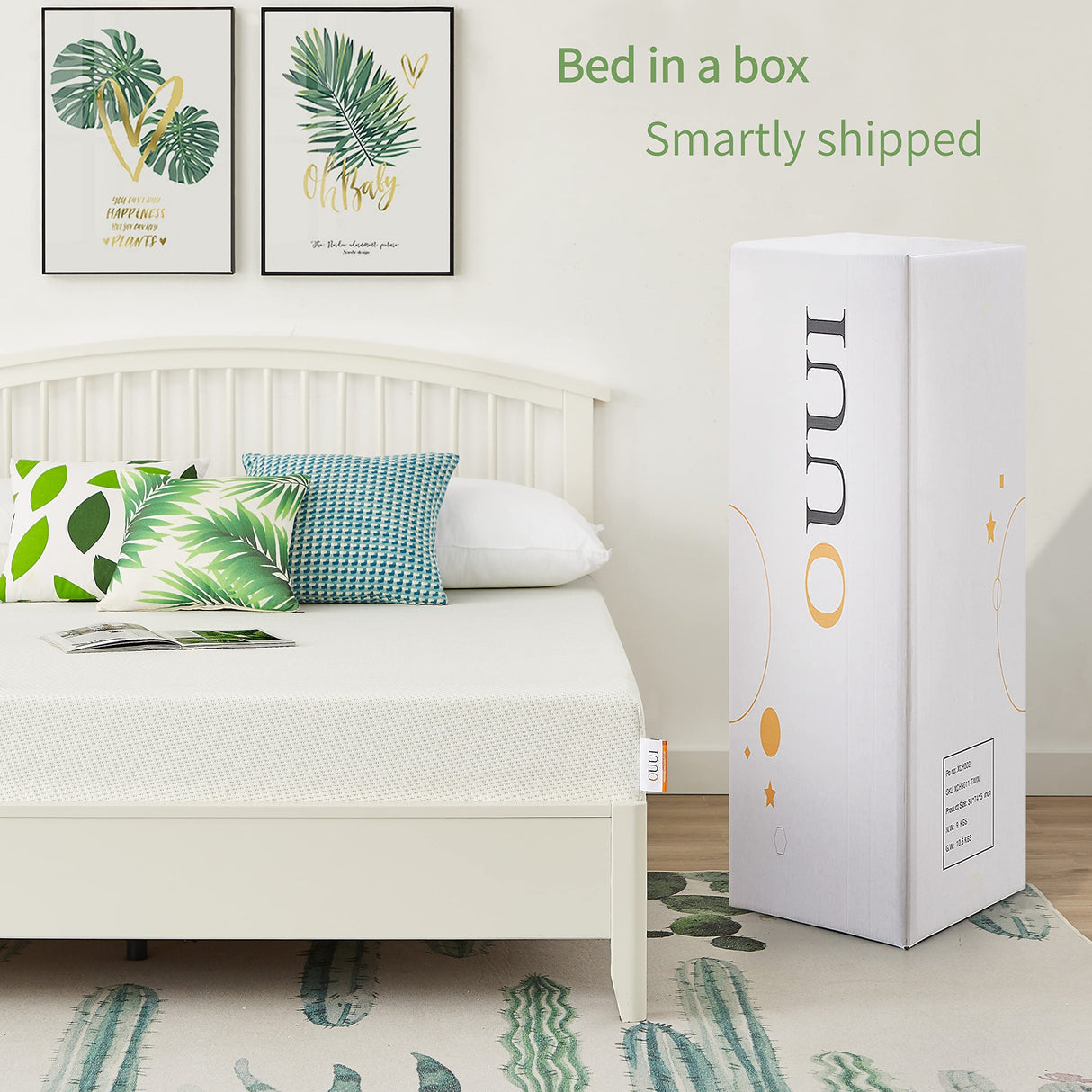 OUUI Twin Mattress, 5 Inch Green Tea Cooling Gel Memory Foam Mattress in a Box for Kids Medium Firm Twin Bed Mattress for Bunk Bed, Trundle Bed, Pressure Relief, CertiPUR-US Certified OUUI