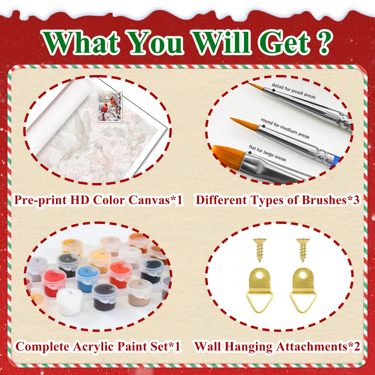 HMZephitiquc Cardinal Paint by Numbers Kit for Adults Canvas Christmas, Cardinal Paint by Number Christmas, Painting by Numbers, Easy DIY Crafts Home Wall Decor 16x20 in HMZephitiquc