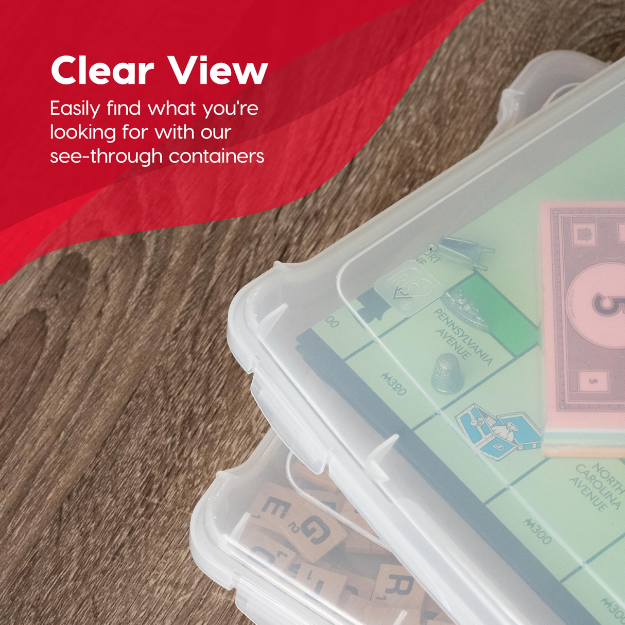 IRIS USA Board Game Storage Craft Organizer Box with Snap-Tight Latch Lid, 6-Pack Portable Plastic Case Bin for Puzzles, Magazines, Hobbies, Art Supplies, Fits 8.5" x 11" & A4 Papers, Thick, Clear IRIS USA, Inc.