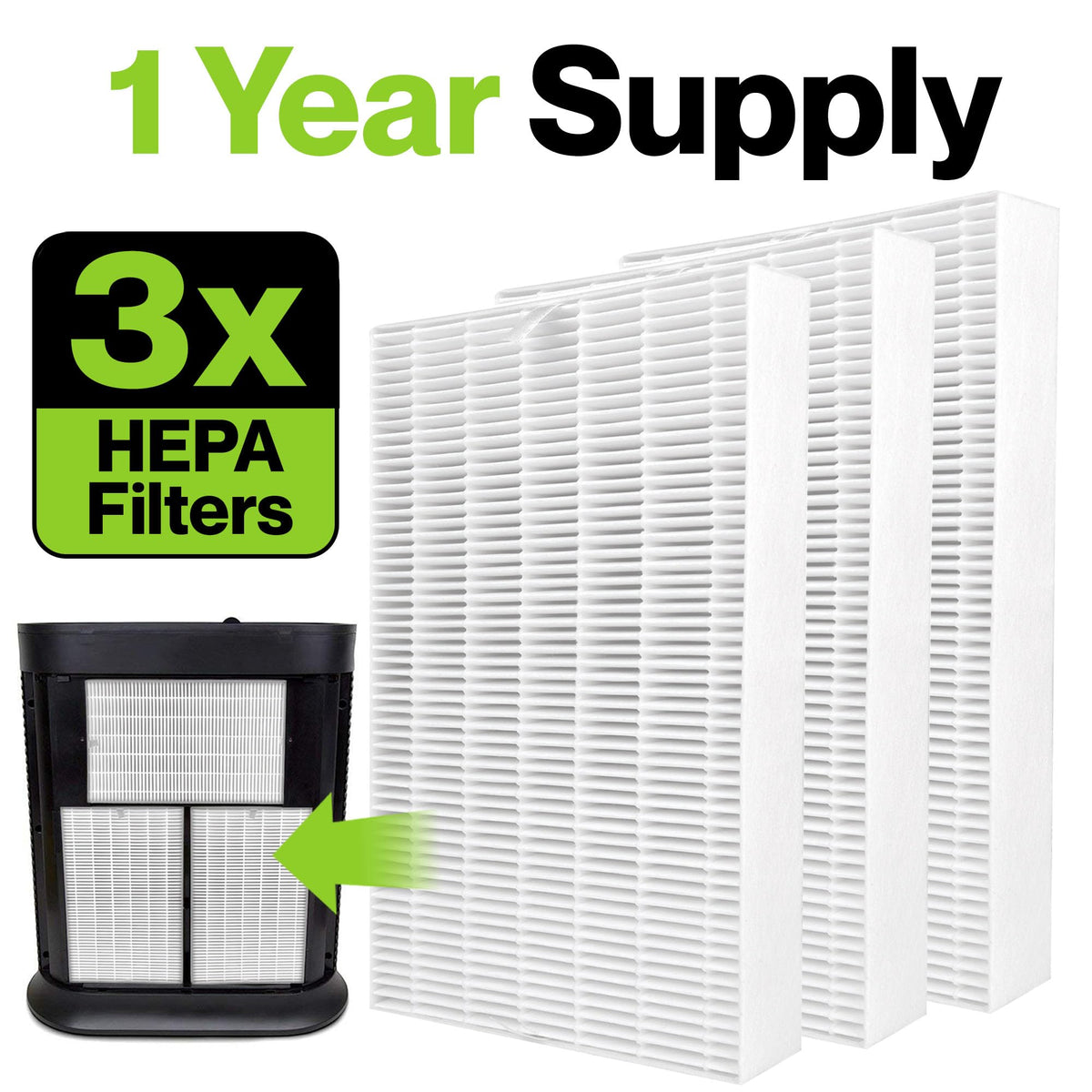 Durabasics 3 Pack of HEPA Filters Compatible with Honeywell Air Purifier Replacement Filters, Replacement for Honeywell Filter R, HEPA Filter R, HPA300, HPA 300 & HRF-R3 Durabasics