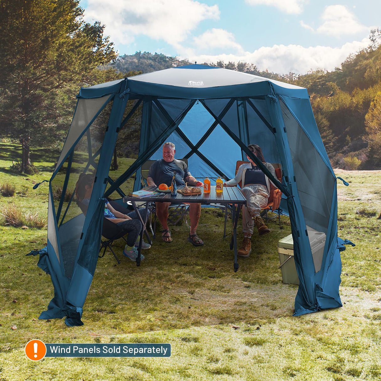 Timber Ridge 12 x 11ft Pop Up Gazebo, Portable Instant Screen House with Netting, Easy 60-Second Set-Up, Fits 6 People, Ideal for Camping, Backyard, Patio, Tailgating, Picnics TIMBER RIDGE