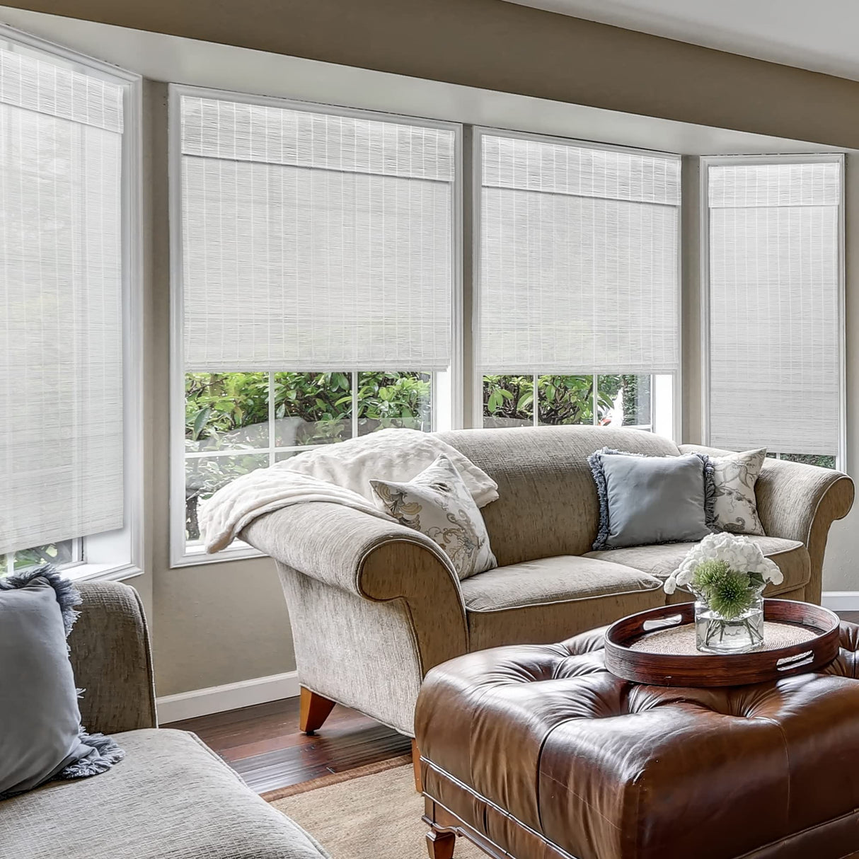 CHICOLOGY Bamboo Blinds, Bamboo Shades, Custom Bamboo Shade, Cordless Bamboo Shades, Window Shade Roman, Patio Blinds and Shades, Porch Shades Outdoor Roll Up, Dior Grey, 27" W X 64" H CHICOLOGY