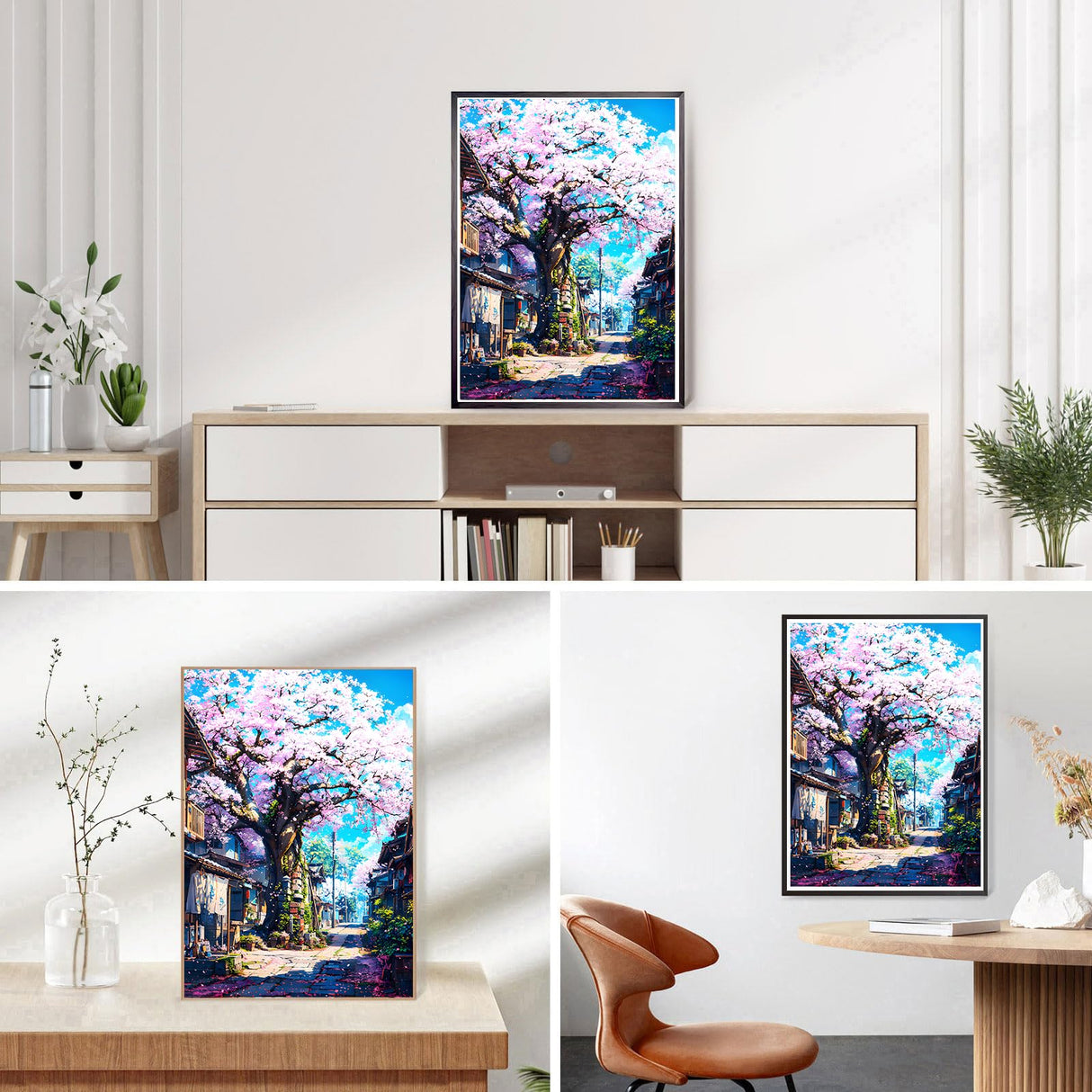 DPHERO Japanese Cherry Blossoms Diamond Painting Kits for Beginners Adults,5D DIY Diamond Art Kits,Round Full Drill Flowers Gem Art Crafts Kits,DIY Painting by Numbers for Home Wall Decor 12x16 inch DPHERO