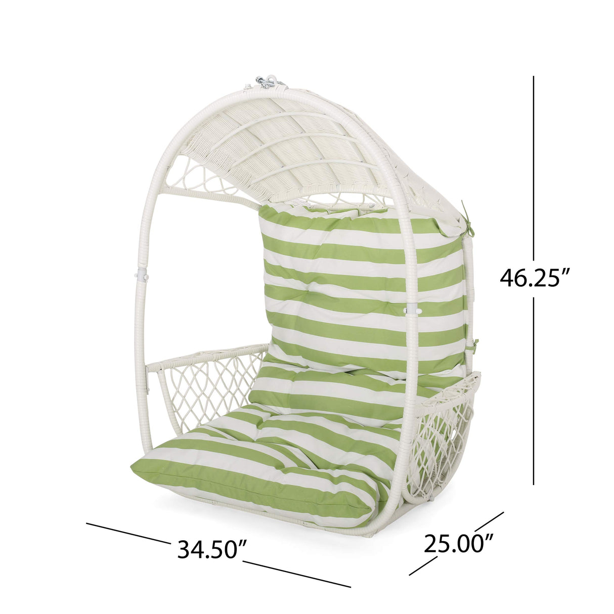 Christopher Knight Home Becky Wicker Hanging Chair with Cushion (Stand Not Included), White, Green Christopher Knight Home