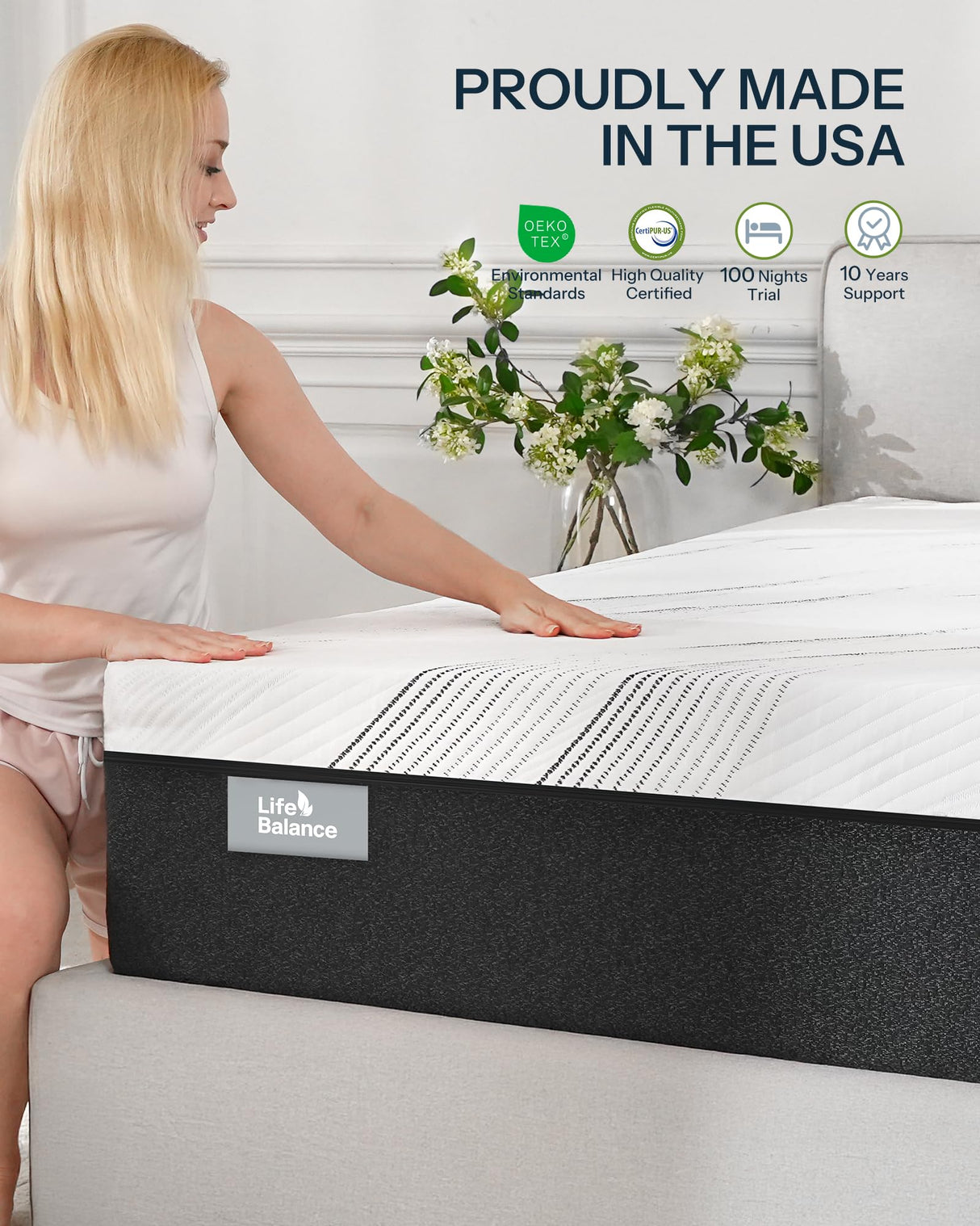 Life Balance Hybrid Twin Mattress 12 Inch, Made in USA, Medium, Individual Pocket Coils & Copper Gel Memory Foam, Hypoallergenic & Odorless, Motion Isolation & Pressure Relief, Mattress in a Box Life Balance
