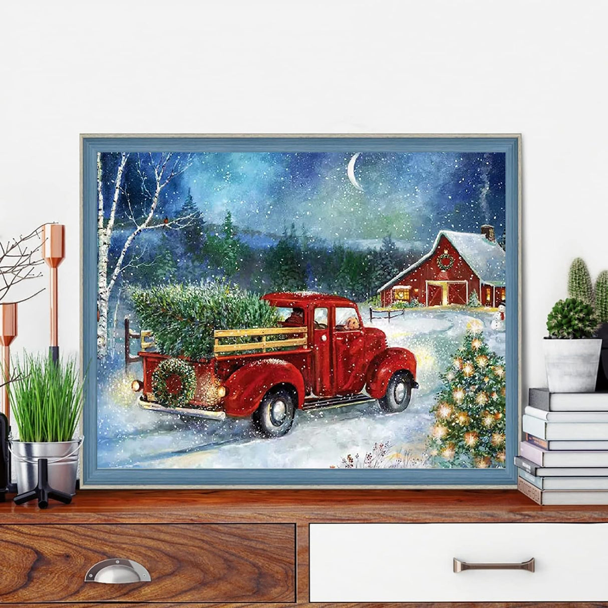 VIGEGU Christmas Paint by Numbers Kit for Adults with Framed,Truck Christmas Tree House Paint by Number DIY Acrylic Adult Paint by Number Kits for Wall Decor 10x12in VIGEGU
