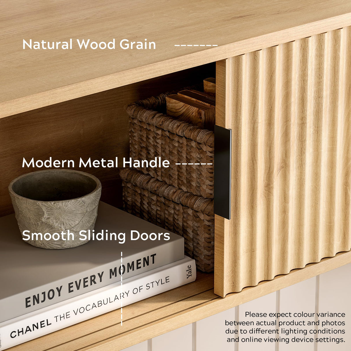 EYYTHUNG Floating Nightstand with Sliding Doors, Modern Large Night Stand Storage Shelf Wall Mounted Bedside Tables for Bedroom, Study Room Natural Oak EYYTHUNG