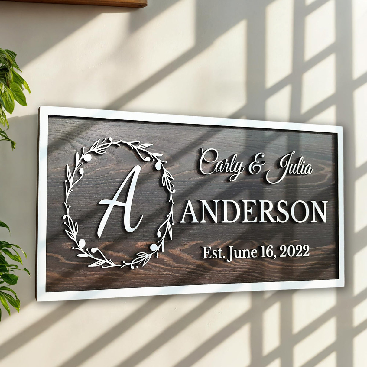 Personalized Wooden Monogram Family Name Sign with Couples Name, Custom Anniversary Gift For Wife, Last Name Plaque with Initial & Established Date, Unique Wedding Gift, Christmas Gifts for Parents aydan's unique finds