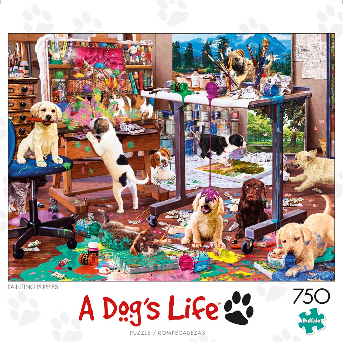 Buffalo Games - Steve Read - Painting Puppies - 750 Piece Jigsaw Puzzle for Adults -Challenging Puzzle Perfect for Game Nights - Finished Size is 24.00 x 18.00 Buffalo Games