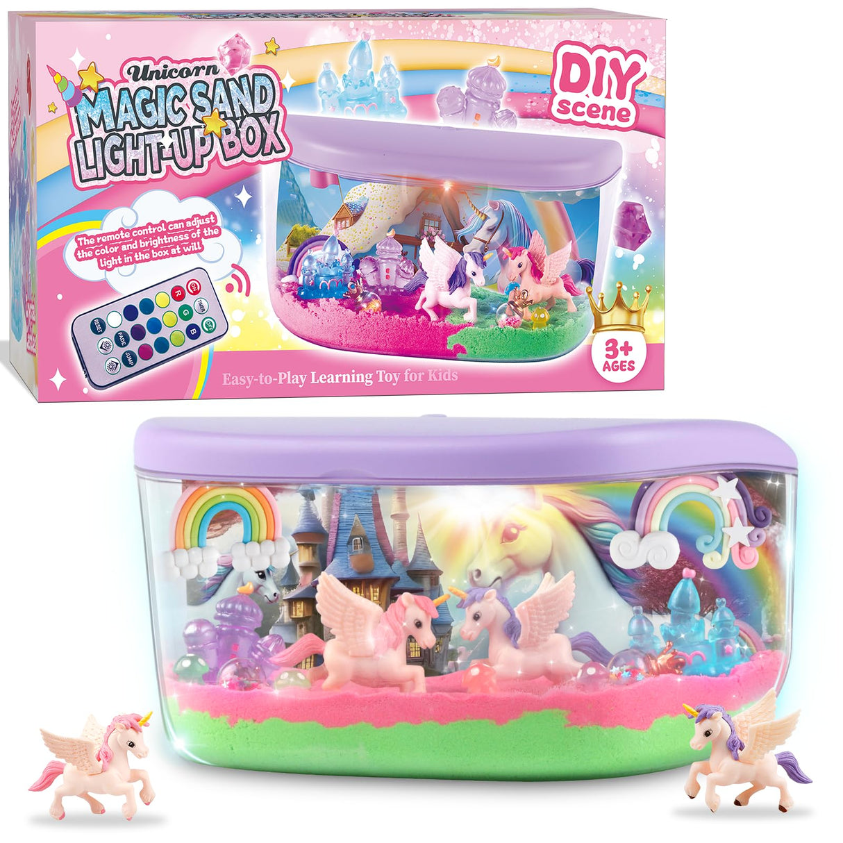 Plunack Unicorn Terrarium Light Up Kit for Girls - Birthday Gifts, Christmas Toy for Girls Age 4-5-6-7-8-11, DIY LED Night Light with Remote - Unicorn Creative Arts & Crafts Kit for 4-12 Year Old Kids Plunack