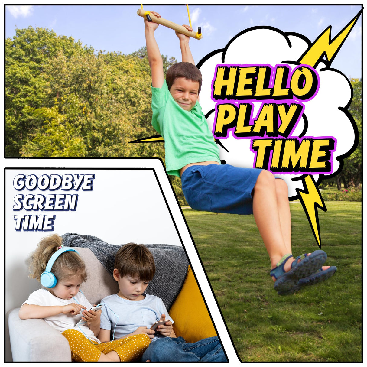 Ninja Warrior Obstacle Course for Kids Workout Equipment, 2 x 55ft Slacklines with 10 Weatherproof & Durable Ninja Kids Toys - Ninja Course for Kids Outside , Kids Obstacle Course Backyard Trailblaze