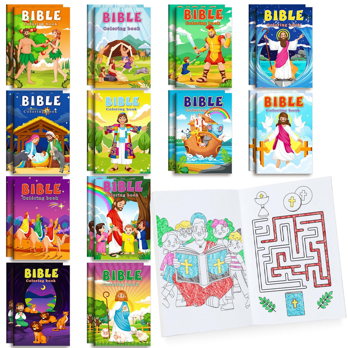 BenLouis 24 Pcs Christian Mini Coloring Books Kids Bible Verse Religious Party Favors Small Activity Books Bulk for Kids Operation Christmas Child Sunday School Goodie Bags Stuffers Gifts Travel BenLouis
