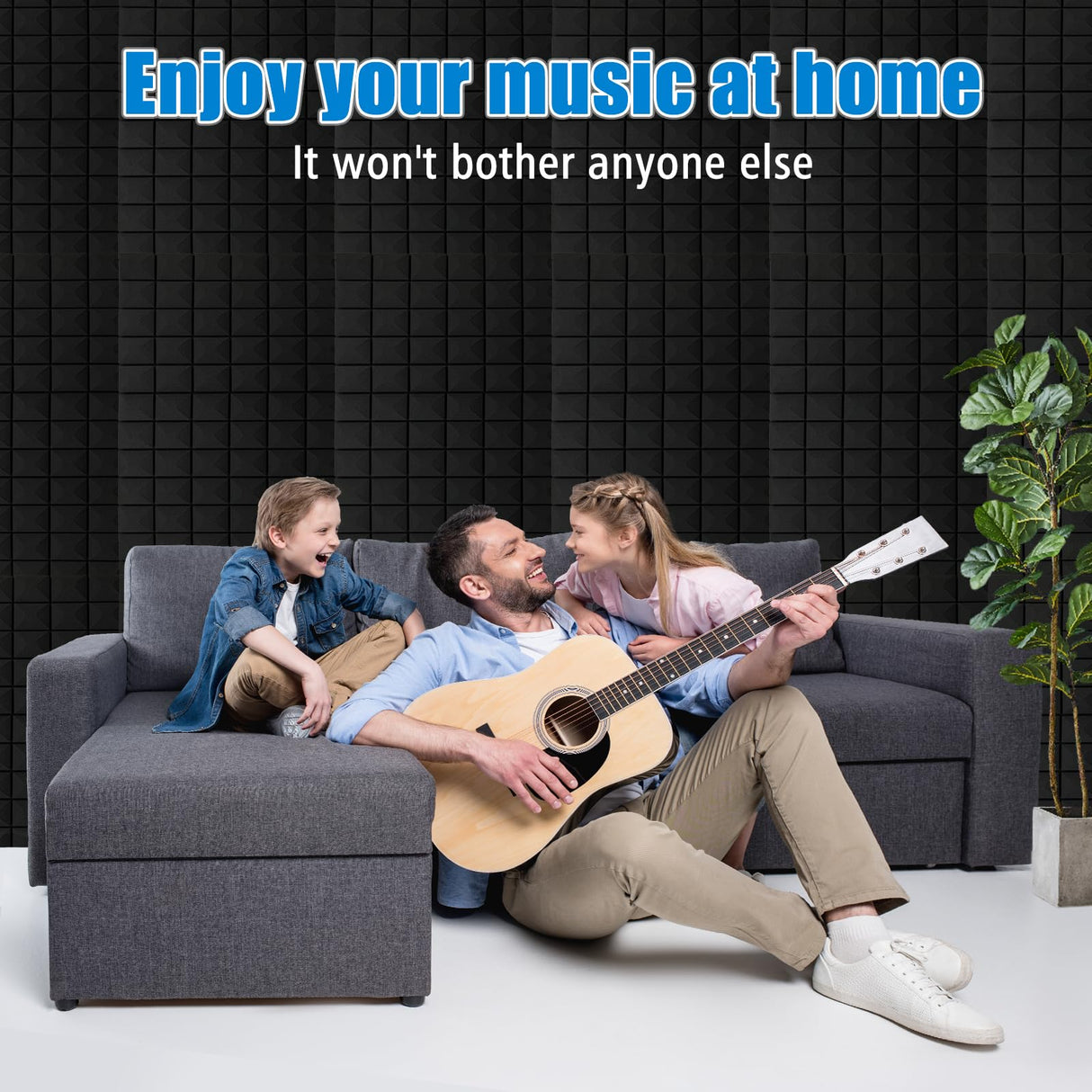 4 Pack Acoustic Panels, 48 x 24 x 2" Sound Proof Foam High Density Studio Wedge Tiles Fire Resistant Acoustic Panels for Home,Office, Recording Room, Studio (Black-4 Pack) shipxinfuren