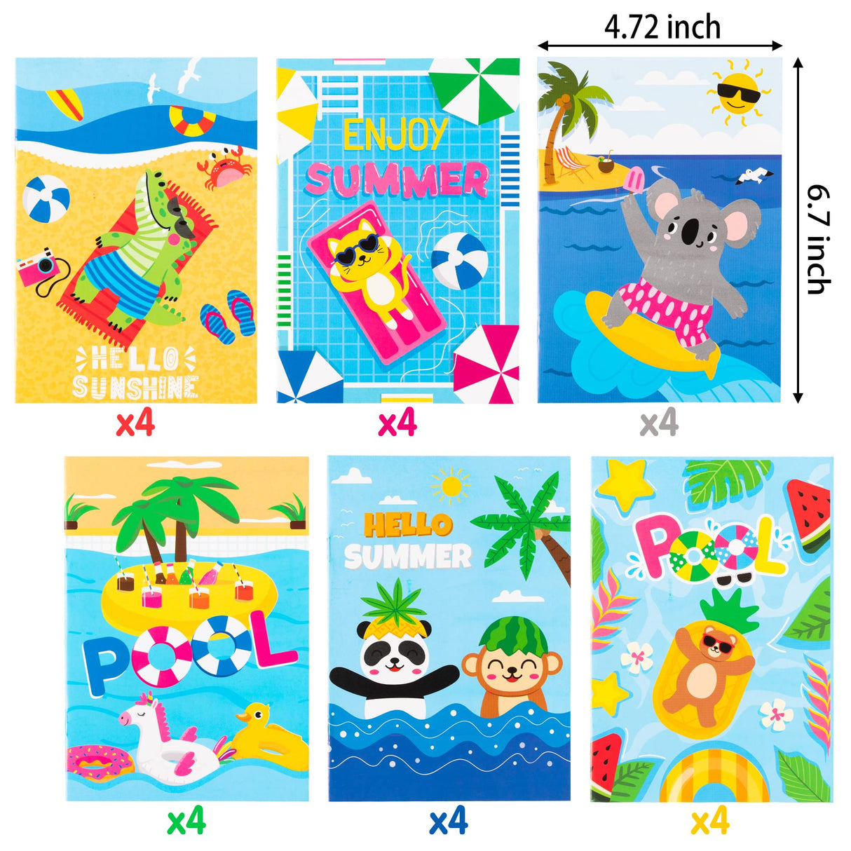 Dvbonike 24Pcs Summer Beach Coloring Books Including Watermelon Pineapple Coconut Flamingo DIY Art Drawing Patterns Pool Birthday Party Favors Gifts Home School Activity Supplies for Kids Boys Girls Dvbonike