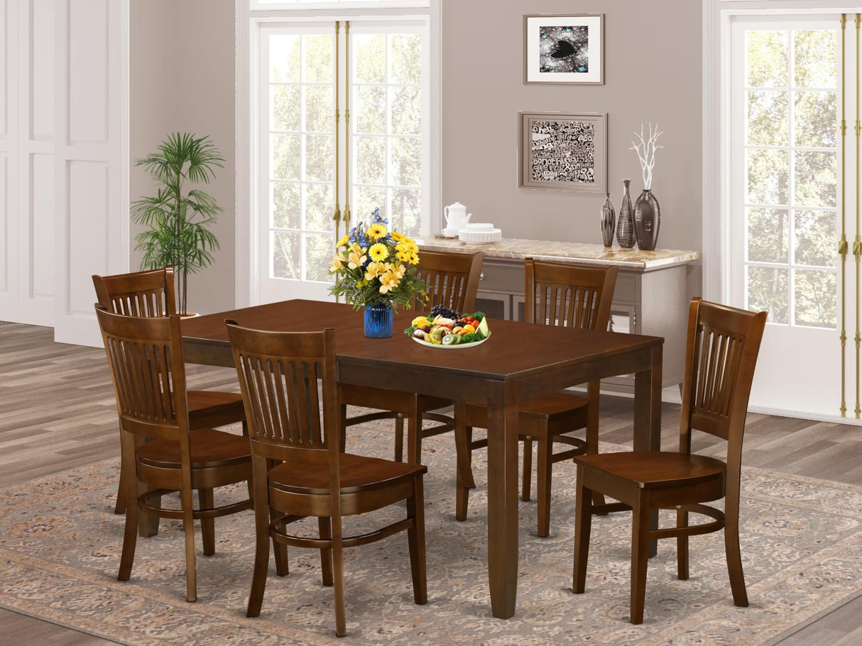 East West Furniture LYVA7-ESP-W 7 Piece Dining Table Set Consist of a Rectangle Dining Room Table with Butterfly Leaf and 6 Wooden Seat Chairs, 36x66 Inch, Espresso East West Furniture