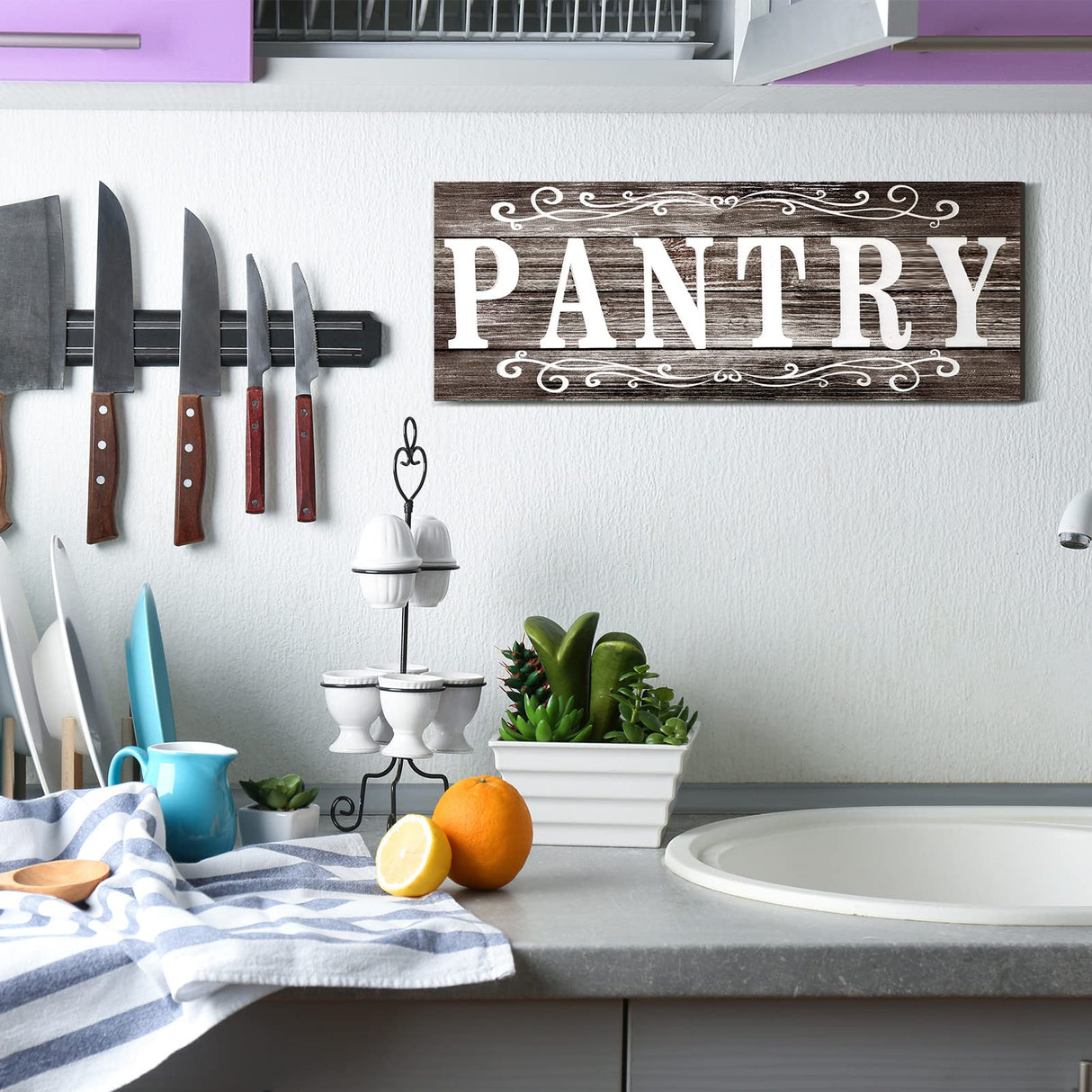 Pantry Sign Pantry Wall Decor Farmhouse Pantry Sign Wooden Rustic Pantry Sign Retro Pantry Hanging Sign Wooden Art Printed Decor for Home Pantry Room Holiday Decoration, 16 x 6 Inches (Gray) Jetec