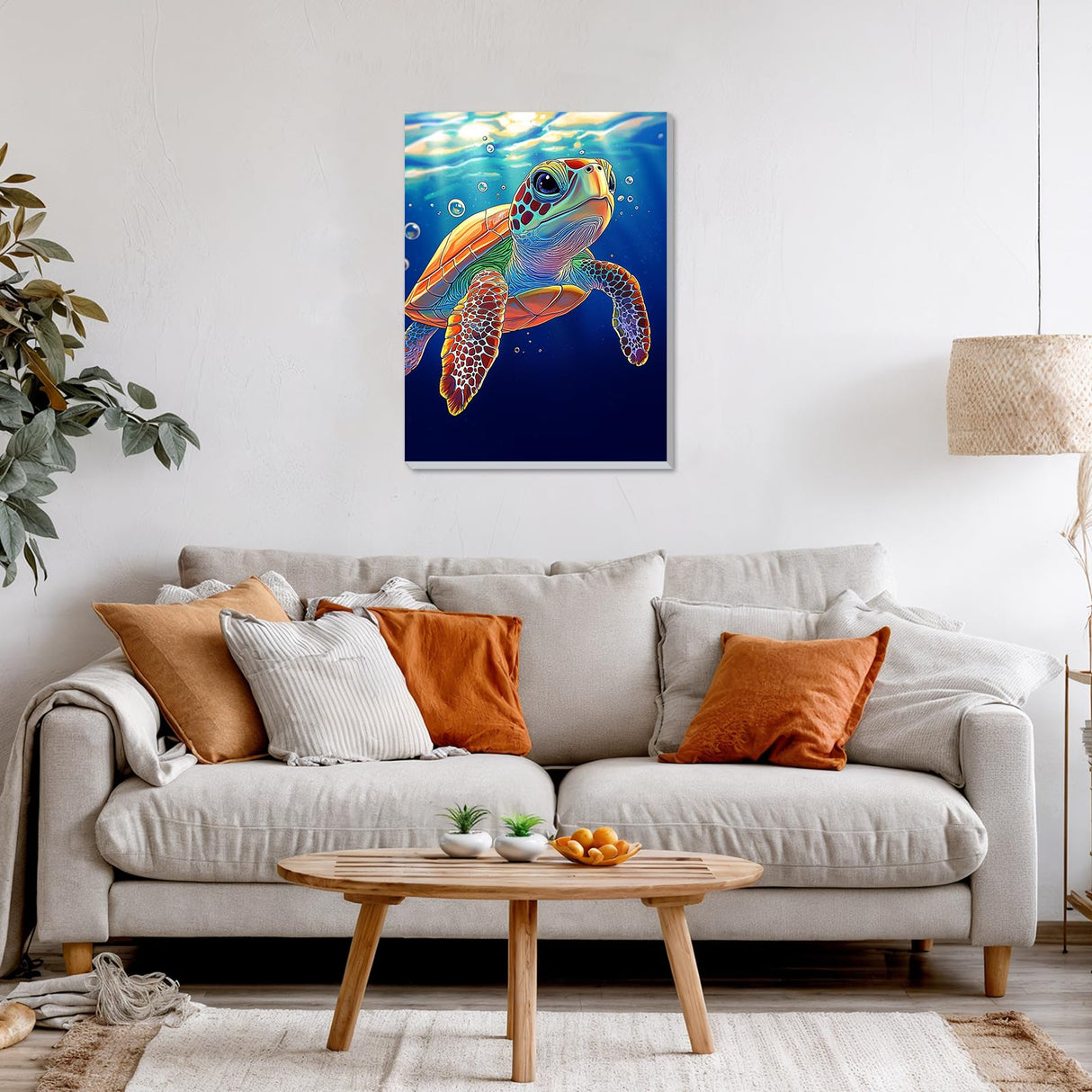 DOMROM Framed Paint by Numbers Kit for Adults Beginners with Wooden Easel, DIY Sea Turtle Paint by Number Kit on Canvas, DIY Oil Painting Kits for Home Wall Decor Gift 12x16inch DOMROM