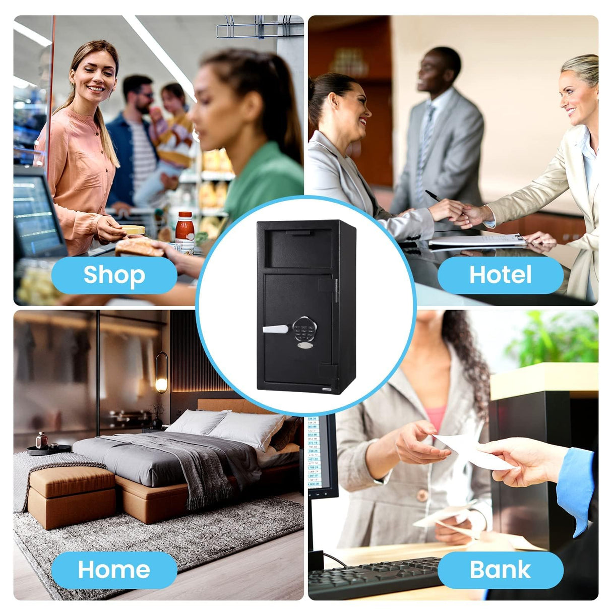 TROPOW 3.5 Cu.Ft Heavy Duty Drop Safe for Business With Digital Keypad, Depository Safe for Money with Drop Slot, 27" x 15.7"x 13.8", Office Safe Box for Money and Mail, Black TROPOW