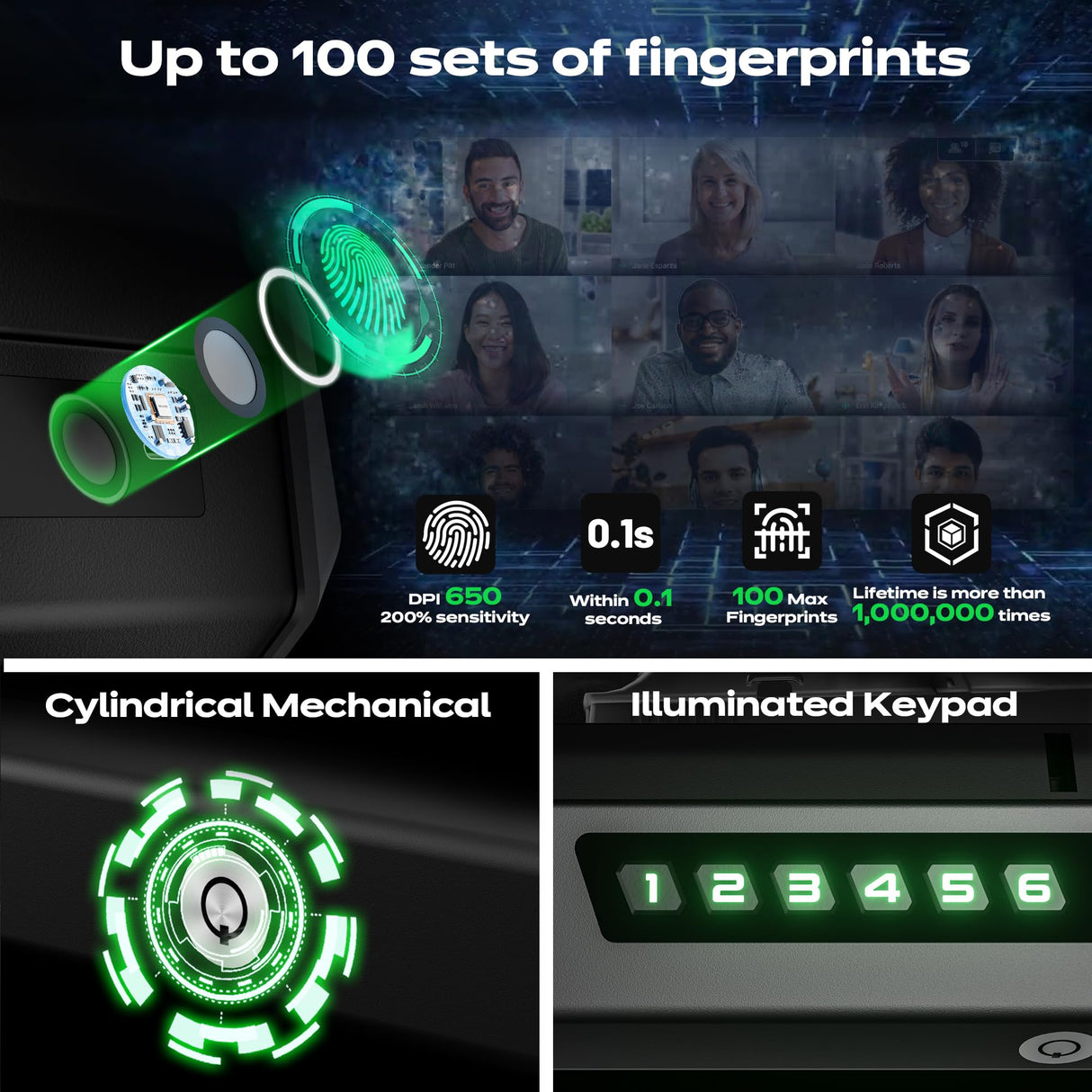 Gun Safe with LCD Display, ≤0.1s Quick Access Handgun Safe for 2-4 Pistols, Hand Gun Lock Box with Fingerprint | Keypad | and Keys for Home Drawer Bedside Nightstand TOPMEDA