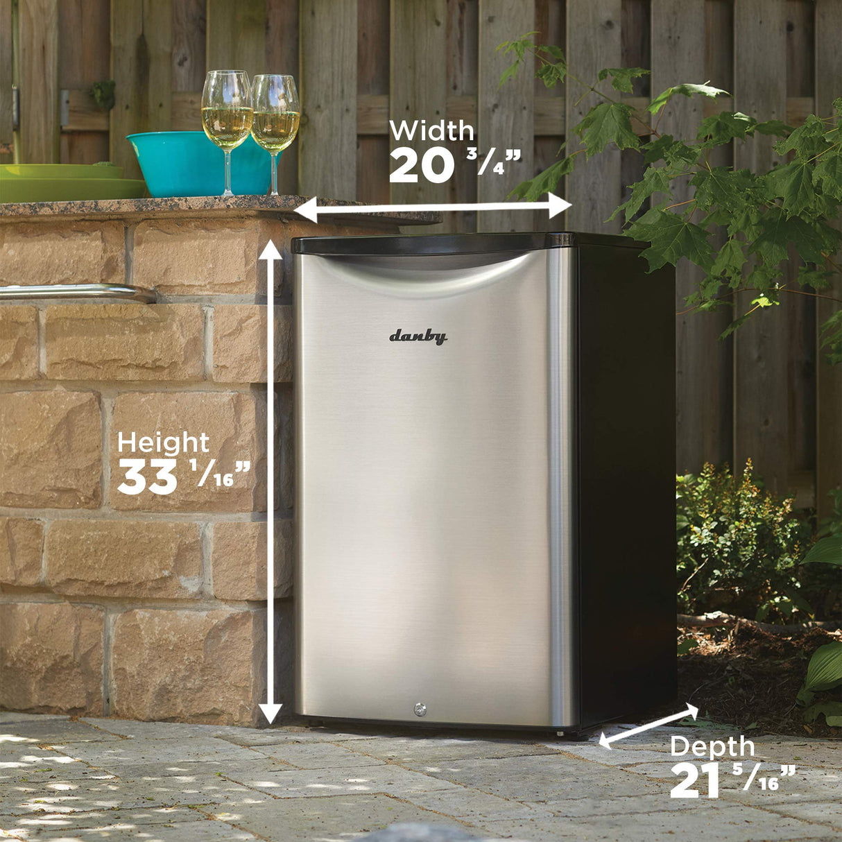 Danby DAR044A6BSLDBO 4.4 Cu.Ft. Outdoor Mini Fridge, IPX4-Rated Stainless Steel Look All Refrigerator for Patio, Cabana, Pool Bar, E-Star Rated, Spotless Steel Danby