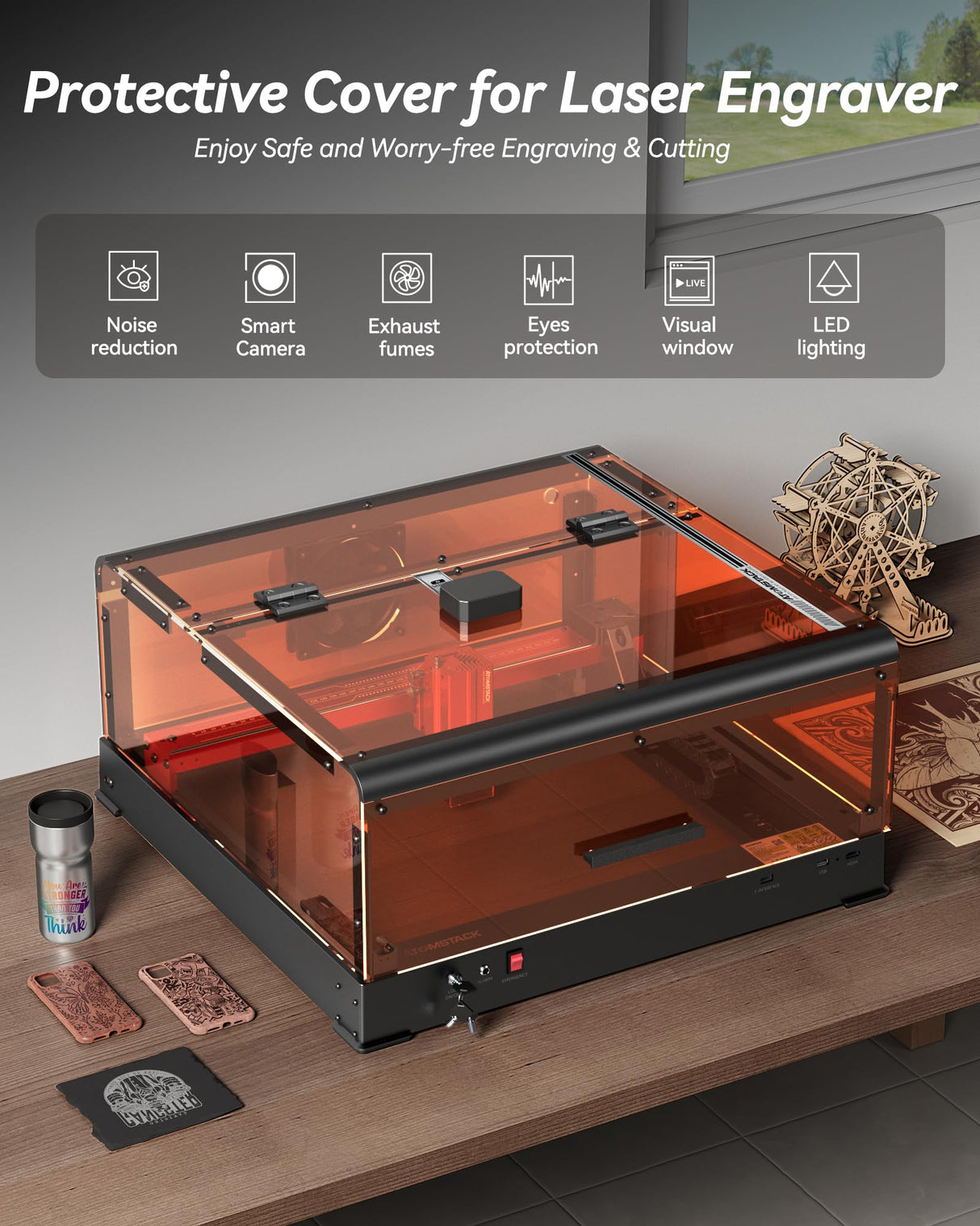 ATOMSTACK A24 Pro Laser Engraver with B3 Enclosure, 24W Output Laser Engraving Machine for Bulk Engraving Cutting with Enclosure Camera Engraving Machine for Wood Acrylic Leather Stone Metal ATOMSTACK