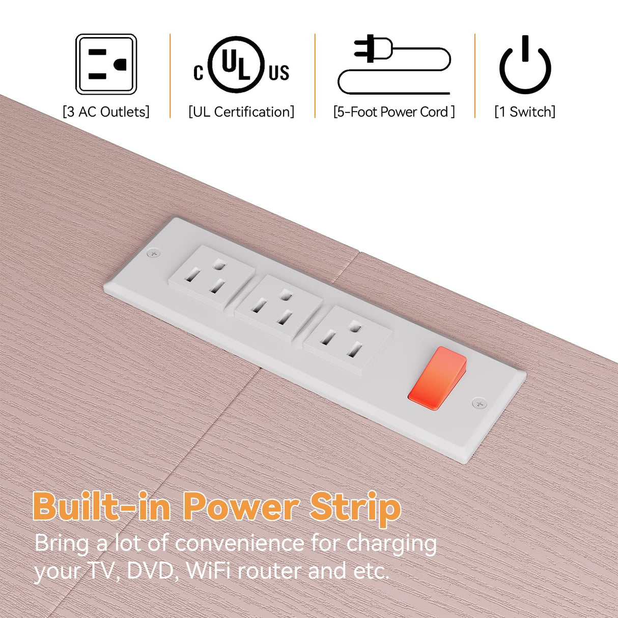 GAOMON Wide Dresser with 10 Large Drawers for 55'' Long TV Stand with Power Outlet Entertainment Center, Storage Fabric Drawer Unit for Bedroom, Living Room, Closet, Entryway, Sturdy Metal Frame,Pink GAOMON