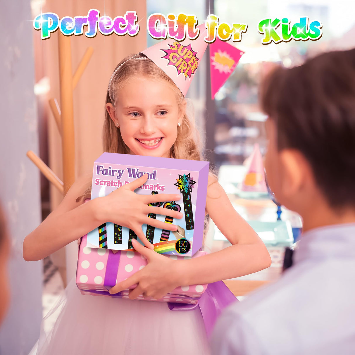 CY2SIDE 60PCS Princess Fairy Wand Scratch Bookmarks for Girls, Make Your Own Fairy Stick Scratch Paper Magic Wands Bookmark, DIY Princess Stick Rainbow Crafts Ornaments for Kids Birthday Party CY2SIDE