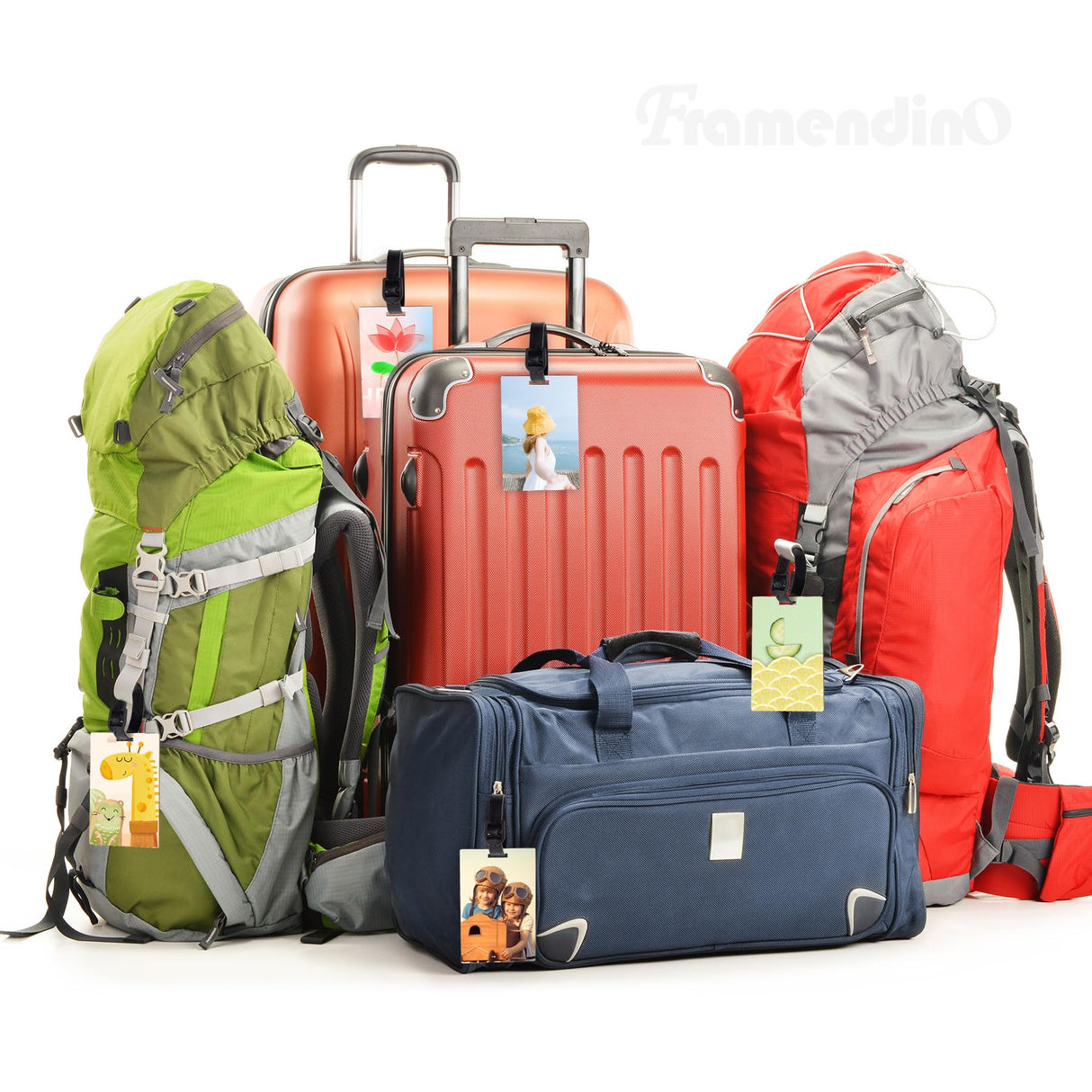 Framendino, 10 Pack Sublimation Blank Luggage Tags with Straps Heat Transfer Double Sided Blank DIY Travel ID Tags Framendino