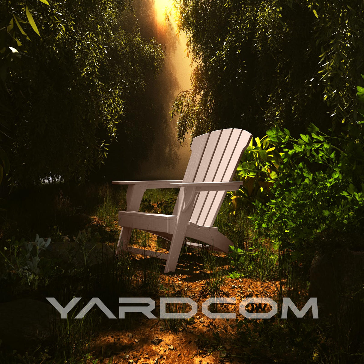 YARDCOM Adirondack Chair, 110°Ergonomics Plastic Extra Tall Adirondack Chairs, HDPE All-Weather Plastic Patio Outdoor Chair, High Foamed Polyethylene Fire Pit Chair(Natural) YARDCOM