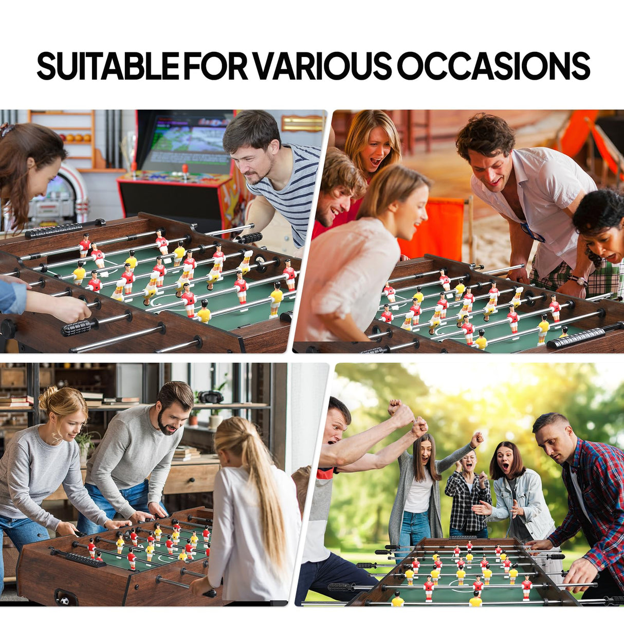 PEXMOR 48" Foldable Foosball Table Adult Size, Soccer Game Table for Kids & Adults, Folding Foosball Tables for Game Room, Home, Arcade w/Rolling Wheels & 2 Balls PEXMOR