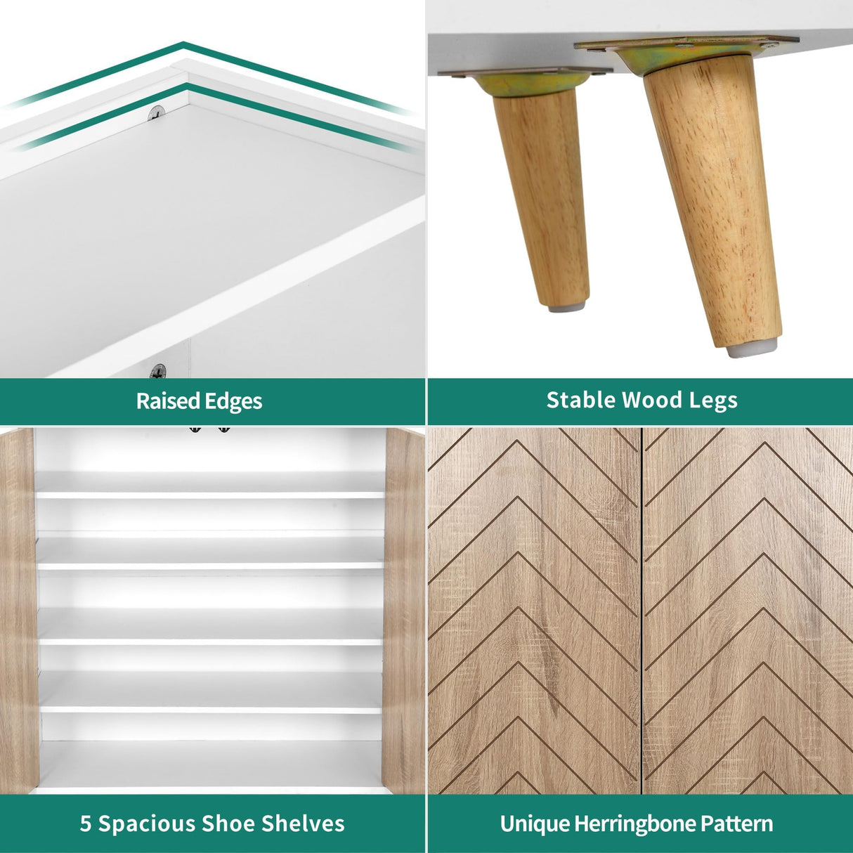 YITAHOME Shoe Cabinet with Doors, 5-Tier Shoe Storage Cabinet with Open Shelves, Large Capacity Wooden Shoes Rack Organizer with Pine Wood Legs for Entryway/Hallway/Closet, White YITAHOME