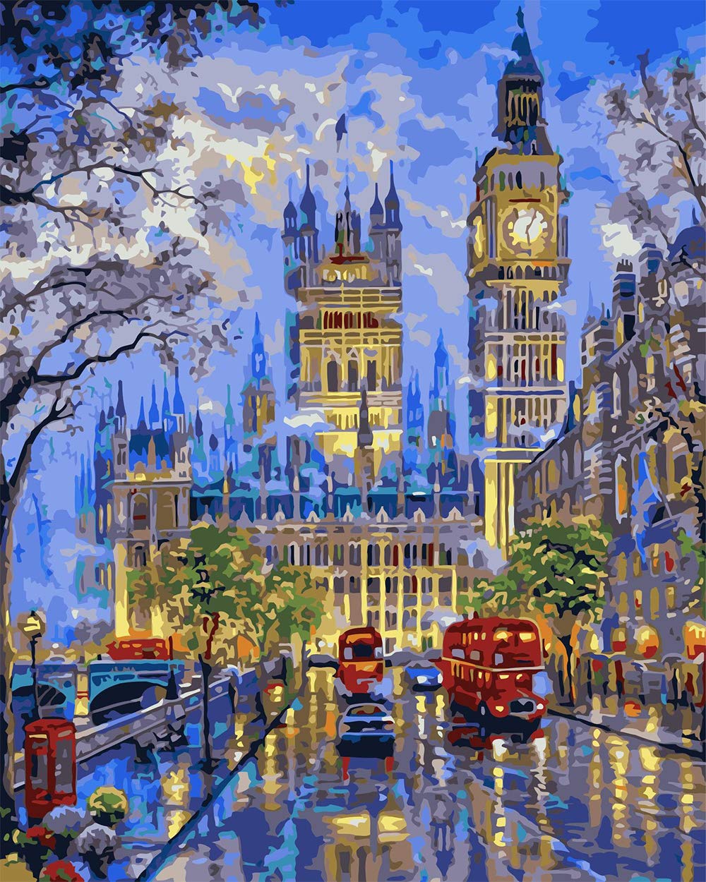 Adults Paint by Numbers Kit - TUMOVO Big Ben DIY Painting by Numbers by Number Kits, London Street Paint by Numbers for Adults Beginner Kids, 16β x 20β Arts Craft for Home Wall Decor(Frameless) TUMOVO