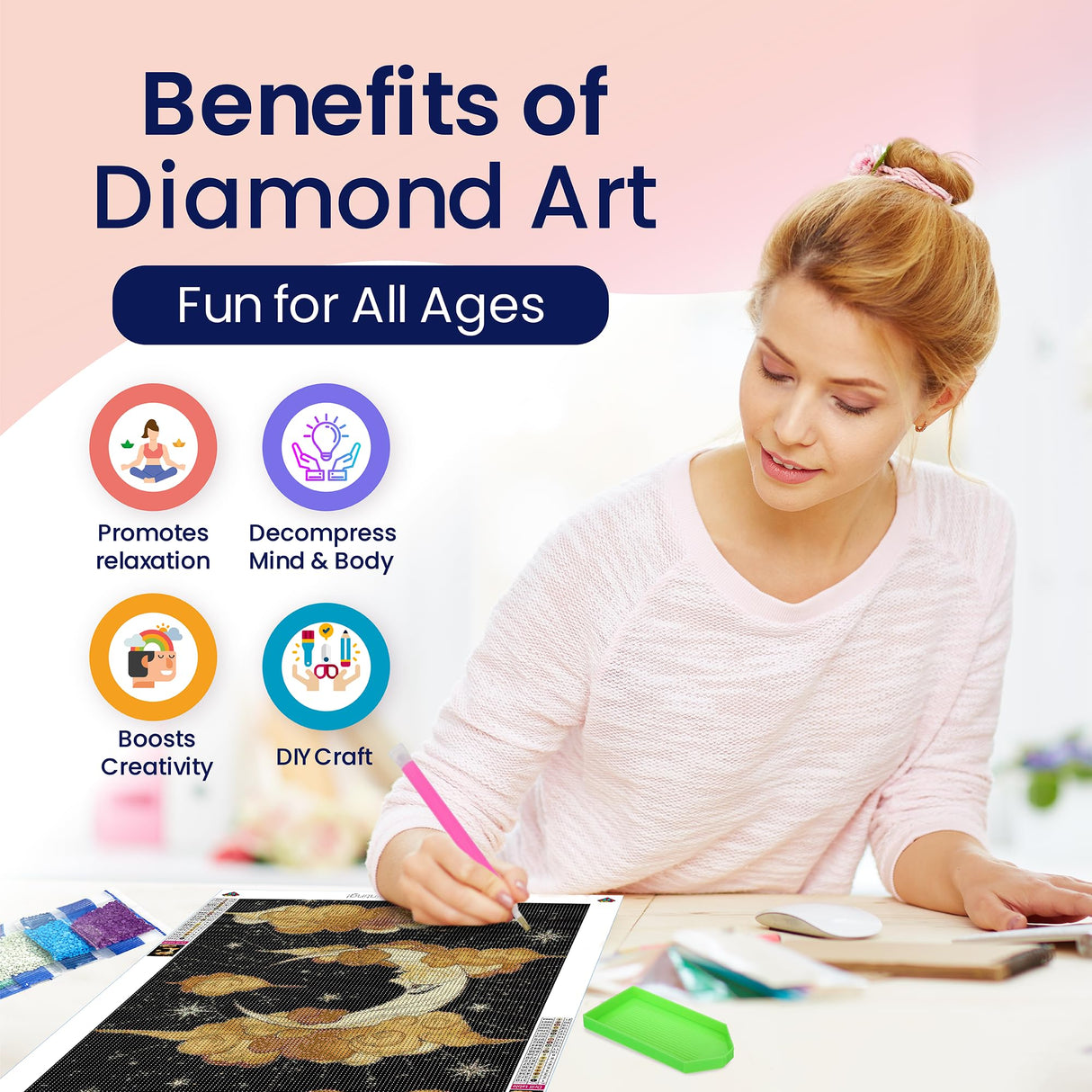 Modern Merch Moon Diamond Art for Adults Celestial Night Sky Landscape 5D Diamond Painting for Adults DIY Moon Decor Cross Stitch Gem Art, Round Drill 12x16 Modern Merch