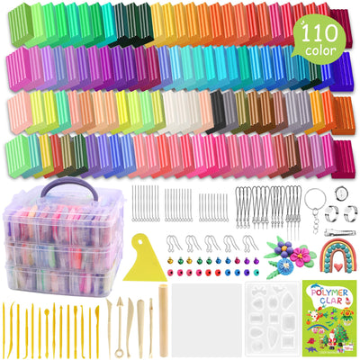 PeacePeo Polymer Clay 110 Colors Non-Sticky Oven Bake Clay 215 Pcs Non-Toxic Modeling Baking Clay for Kids with Sculpting Tools Kit for Adults Beginners Art Craft