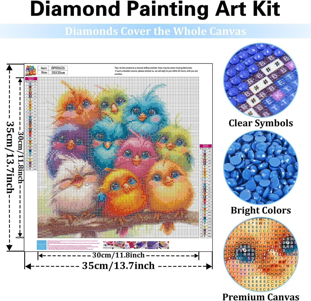 RYMILIE Birds Diamond Art Painting Kits for Adults, Full Drill Diamond Dots Paintings for Beginners, Round 5D Paint with Diamonds Pictures Gem Art Painting Kits DIY Crafts Kits RYMILIE