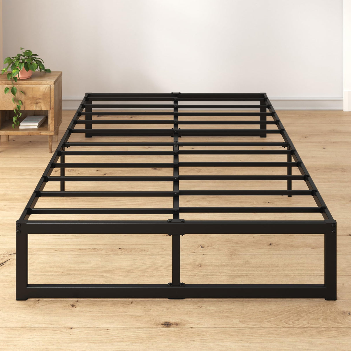 Zinus ABEL 14 Inch Platform Bed Frame, Steel Slat Support, Easy Assembly, No Box Spring Needed, Eco Friendly WonderBox(TM) Packaging, Black, King Zinus