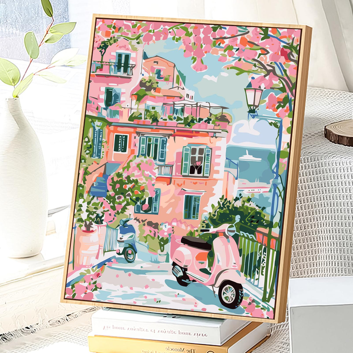 JATOK Paint by Numbers Kit for Adults Beginners, Landscape DIY Easy Acrylic Oil Painting by Numbers on Canvas, Paint-by-Numbers Drawing Kits for Gift Home Wall Decor Without Frame 16x20in JATOK