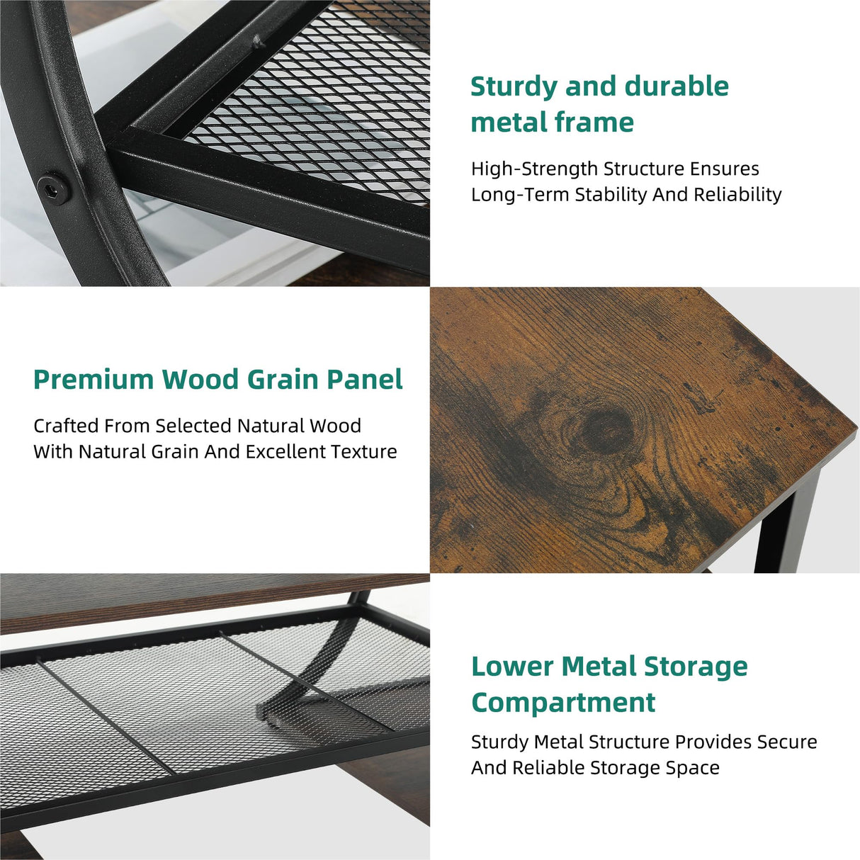 YITAHOME Rustic Coffee Table with Storage 5 Tier Center Living Room Table, 47" Farmhouse Wood Rectangle Cocktail Tea Table, Modern Industrial Accent Table w/Arched Metal Frame for Home Decor, Brown