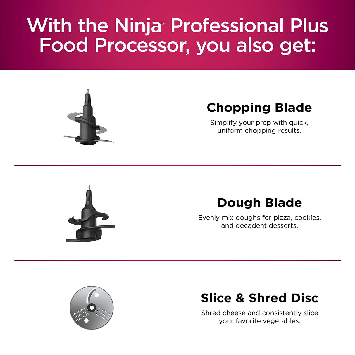 Ninja BN601 Professional Plus Food Processor 1000-Peak-Watts with Auto-iQ Preset Programs Chop Puree Dough Slice Shred with a 9-Cup Capacity and a Silver Stainless Finish (Renewed) Ninja