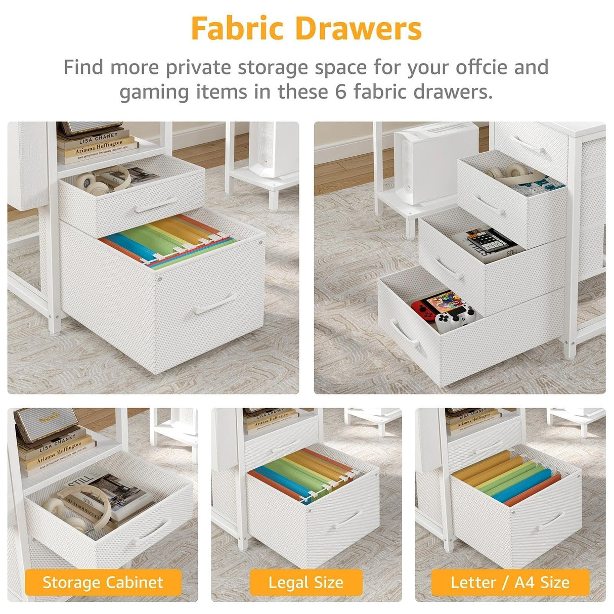 White L Shaped Desk with File Cabinet, 53 Inch Corner Office Desk with Storage Drawers Reversible, L-Shaped Computer Desks with Filling Drawer & Power Outlets for Home Office PC Work Study Wiriting DLisiting