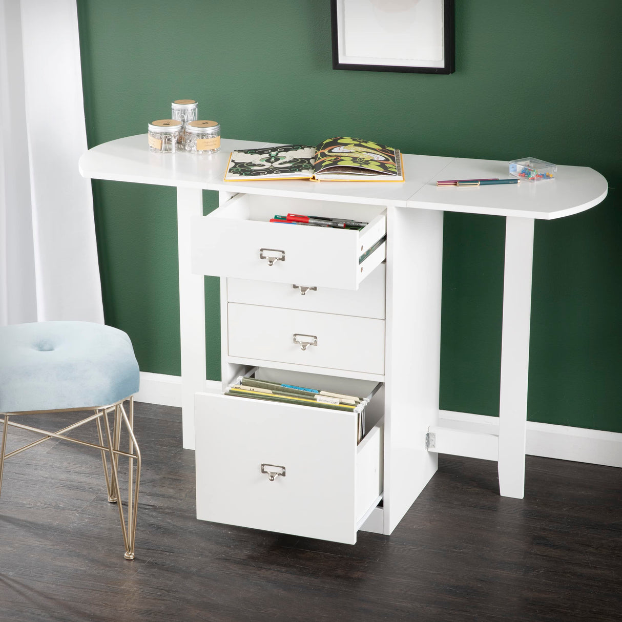 SEI Furniture Fold-Out Organizer Convertible Desktop Craft Desk, White SEI Furniture