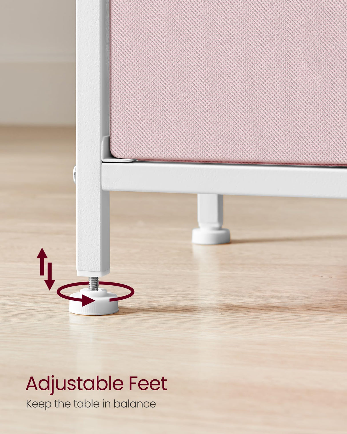 VASAGLE Nightstand, Side Table with 2 Fabric Drawers, 24-Inch Tall End Table with Storage Shelf, Bedroom, Jelly Pink and White ULGS025R05 VASAGLE