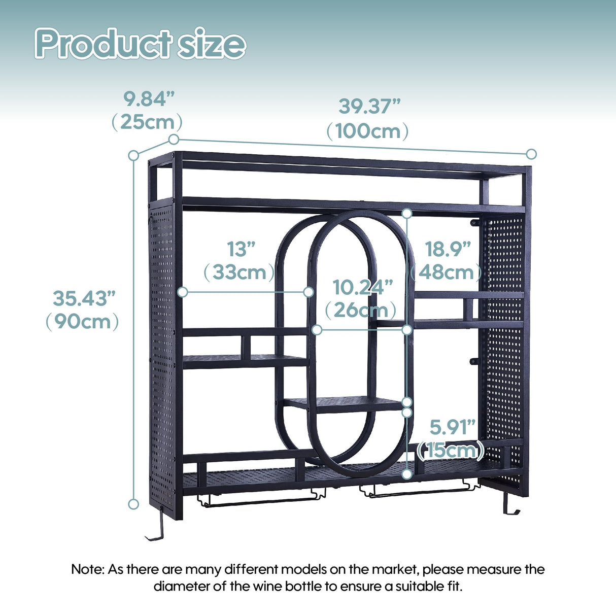 39in Wine Rack Wall Mounted with Led Light, 3-Tiers Black Bar Shelf Wall Mounted, Liquor Bottle Display Shelf, Wall Wine Rack for Kitchen Bar Dining Rooms Decoration BGGFNZ