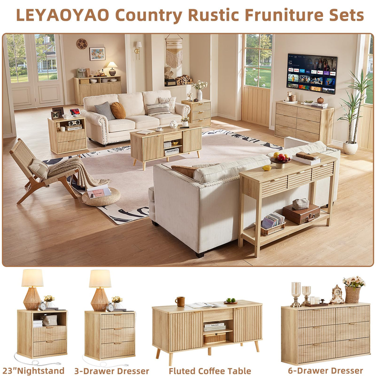 LEYAOYAO 48" Fluted Lift Top Coffee Table with Hidden Storage & Adjustable Shelves, Lifting Tabletop Large Rectangular Coffee Tables, Mid Century Modern Wood Center Table for Living Room, Natural LEYAOYAO